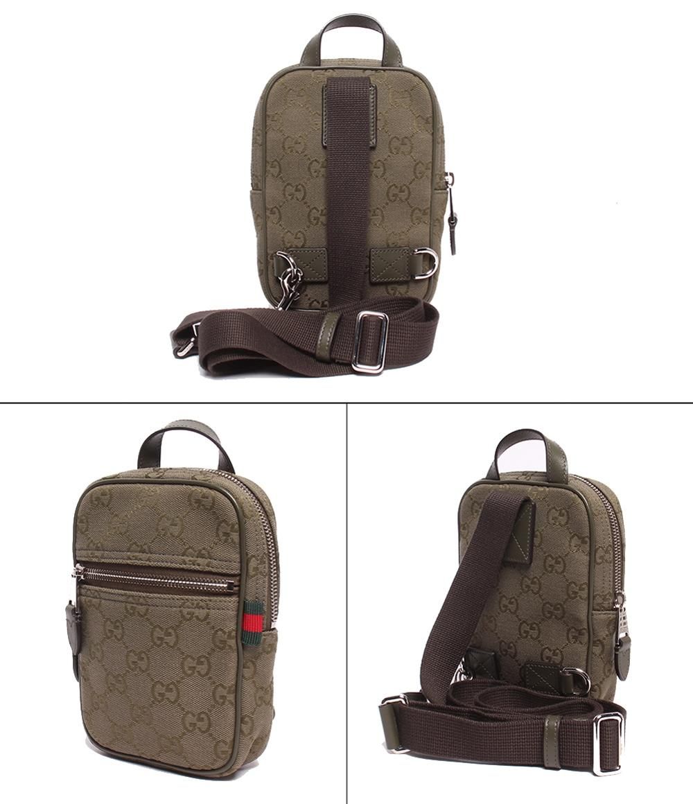 美品 グッチ ボディバッグ ショルダーバッグ 斜め掛け GGキャンバス