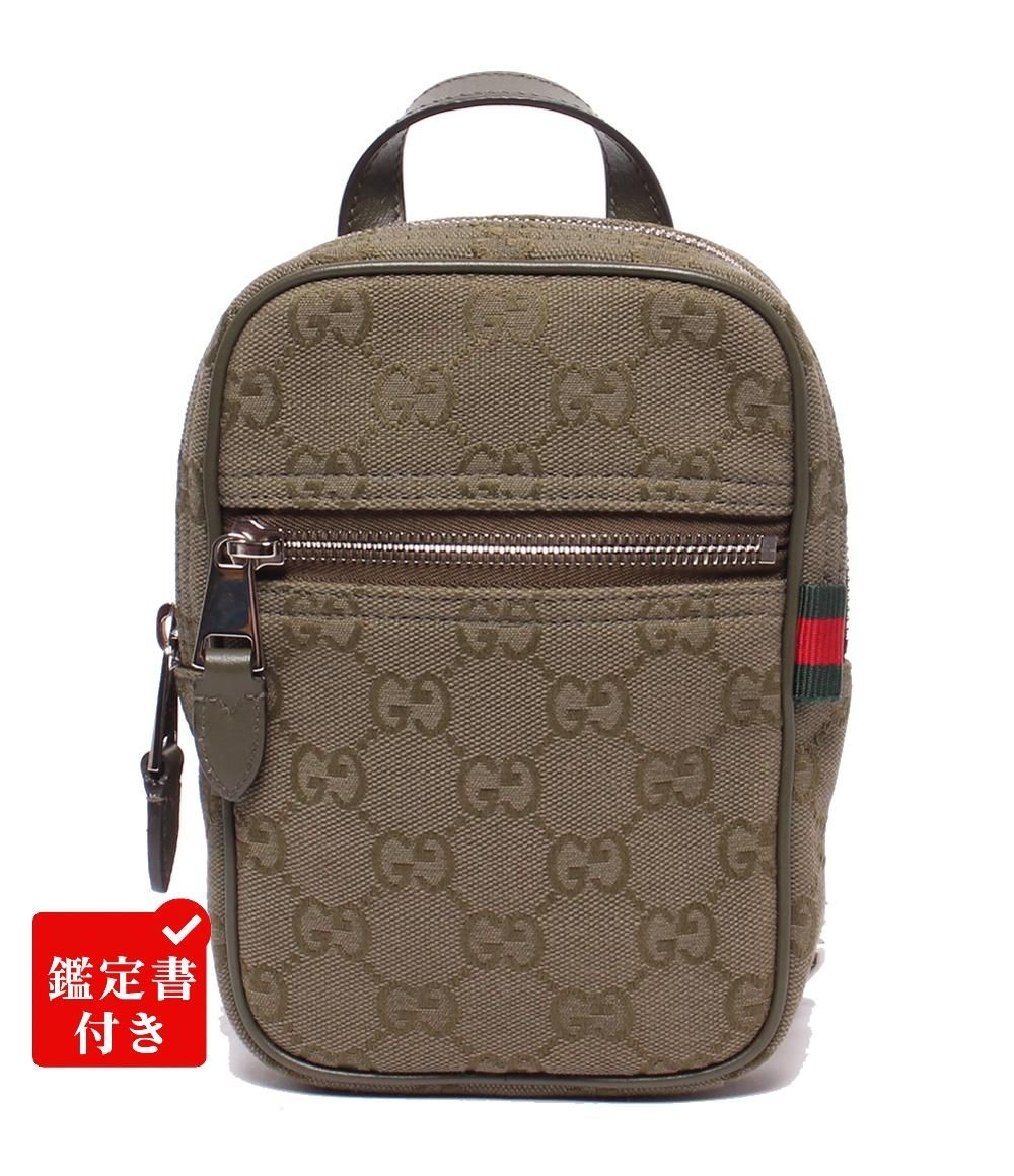 美品 グッチ ボディバッグ ショルダーバッグ 斜め掛け GGキャンバス