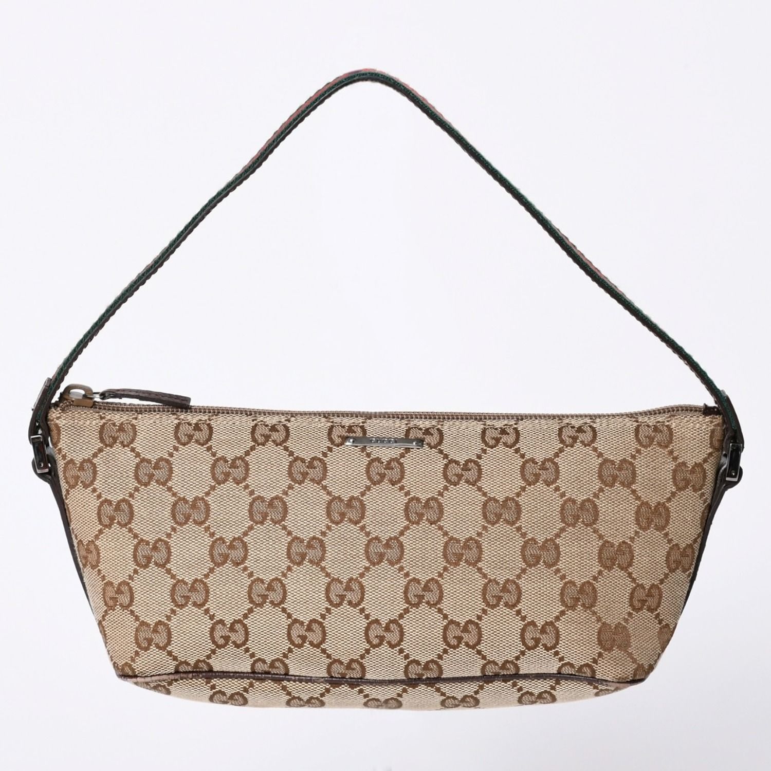 GUCCI グッチ アクセサリーポーチ ハンドバッグ ワンショルダーバッグ 141809 キャンバス レザー ブラウン 美品 中古 4a001942