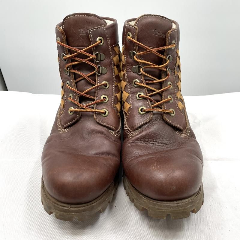 中古】Timberland 編込レースアップブーツ 26.5cm 28093 ブラウン
