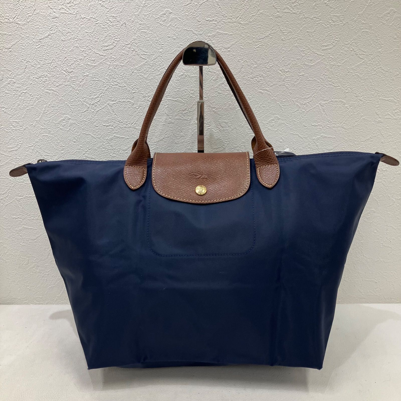 3247　LONGCHAMP　ロンシャン　ルプリアージュ　プリアージュ　ハンドバッグ　トートバッグ　ネイビー　紺　レディース　シンプル　きれいめ　無地