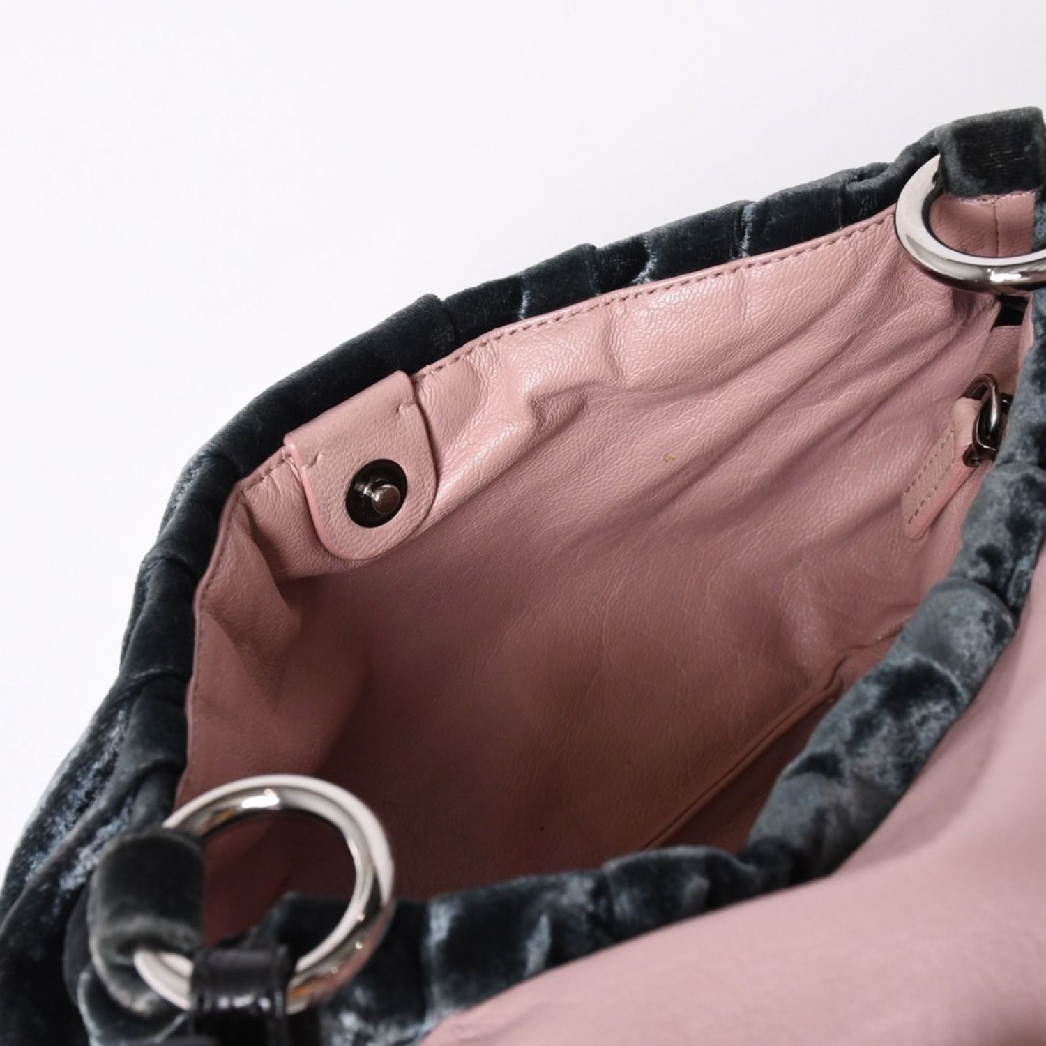 極美品 PRADA プラダ ベロア ワンショルダーバッグ ビジュー ライン 