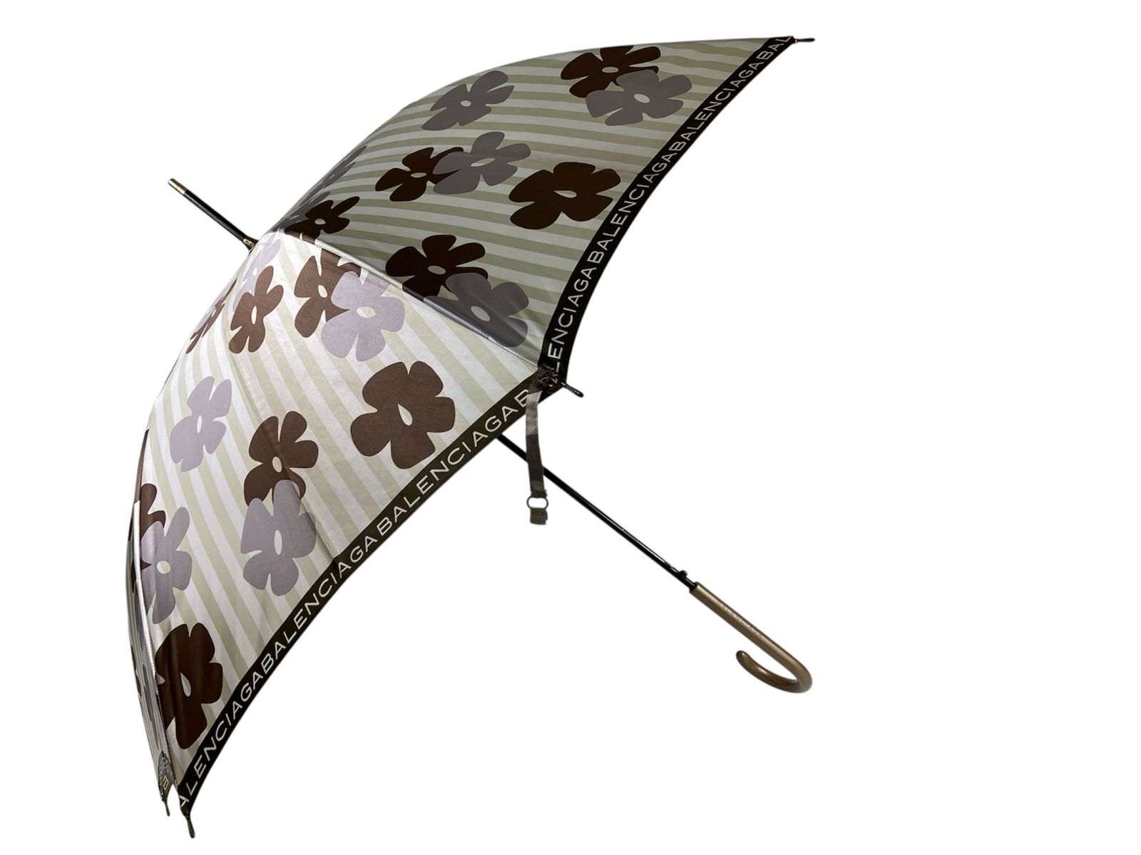 バレンシアガ　BALENCIAGA　長傘　雨傘　北欧テイスト　花柄　ベージュ系　親骨の長さ：58.5cm　送料無料