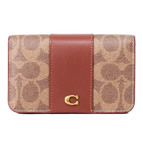 コーチ カードケース COACH コーティングキャンバス レザー シグネチャー エッセンシャル スリム カードケース 二つ折り コインケース パスケース 定期入れ 名刺入れ タンキャラメル CR542