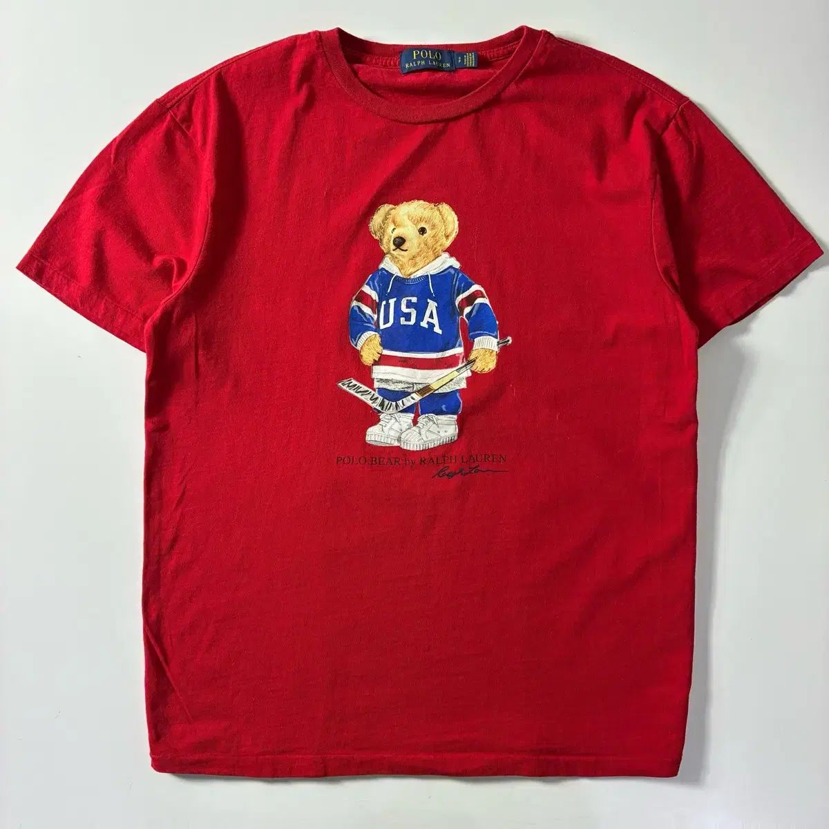POLO RALPH LAUREN ポロラルフローレン ホッケーベアクマ プリンティング レッド 半袖 Tシャツ