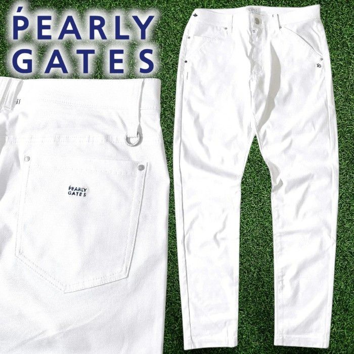 PEARLY GATES パーリーゲイツ ゴルフ 日本製 Think Golf コットン混ドビー クリーンポケット 無地 ストレッチ ロングパンツ ウェア 055-3931301 定価2.7万 ホワイト 5-01 6-02 7-03 ▲028▼60508w01