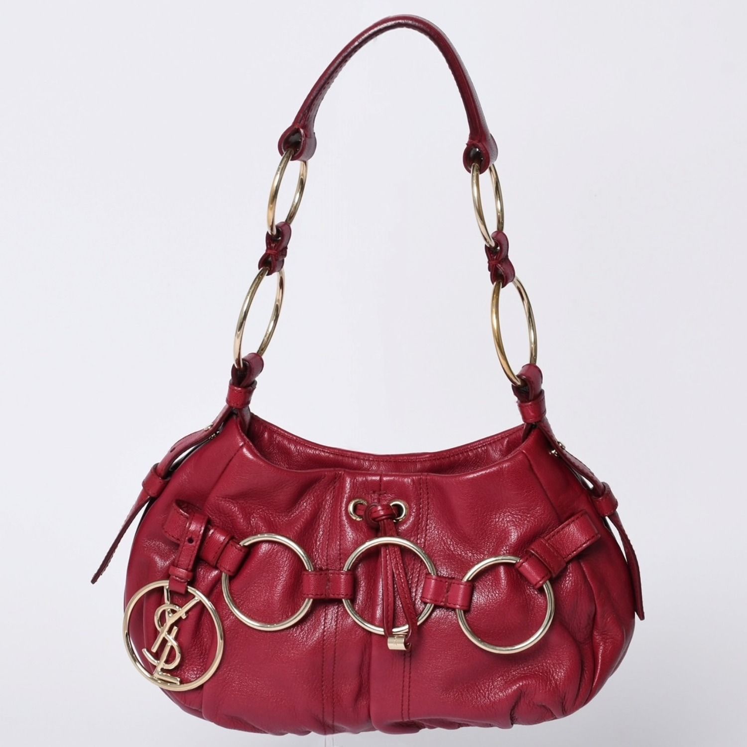 極美品 Saint Laurent サンローラン Shoulder Bag ショルダーバッグ 139263 ワインレッド ゴールド金具 中古 4a001106