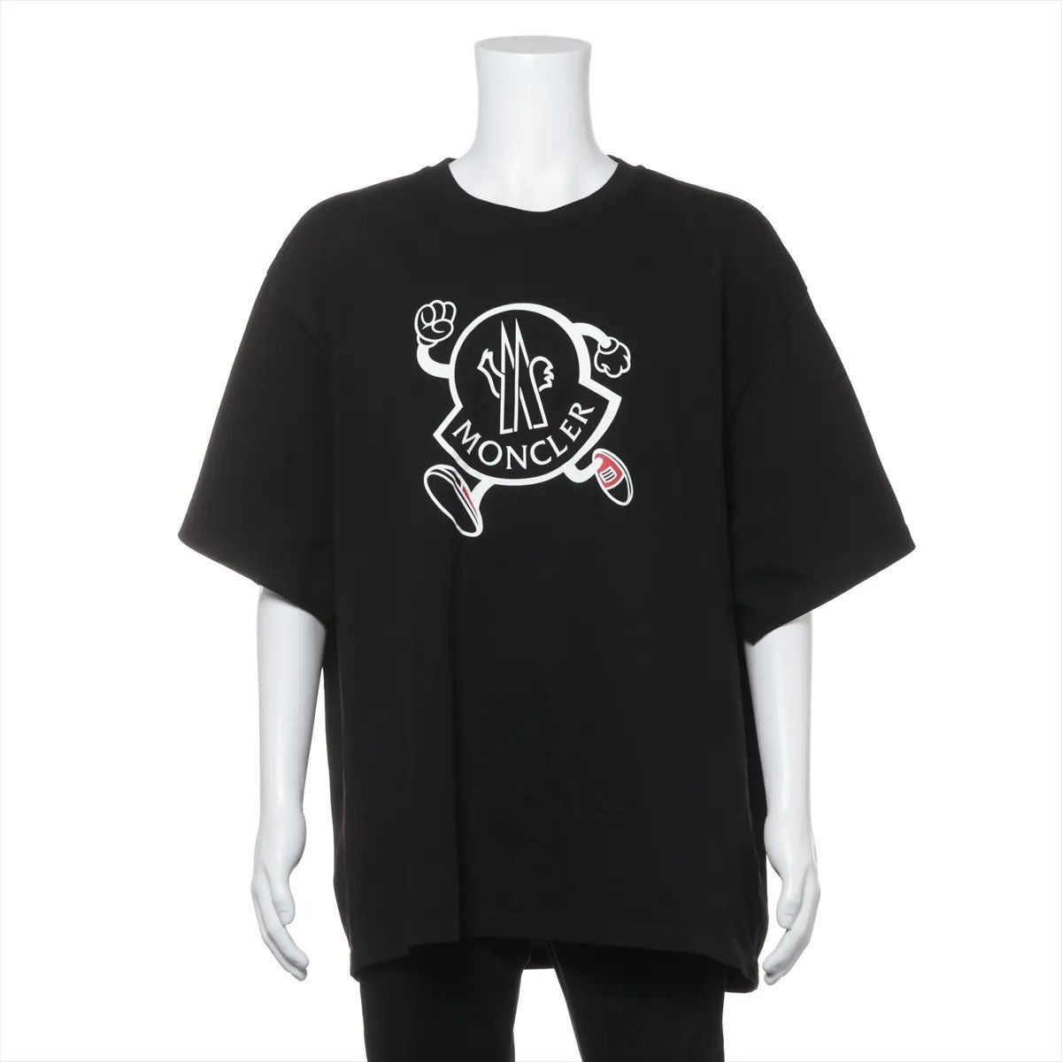 極美品 モンクレール タグ付 ロゴ プリント 半袖 Tシャツ ブラック 黒 3XL トップス カットソー 洋服 紳士 メンズ MMM DZ50-2【中古】