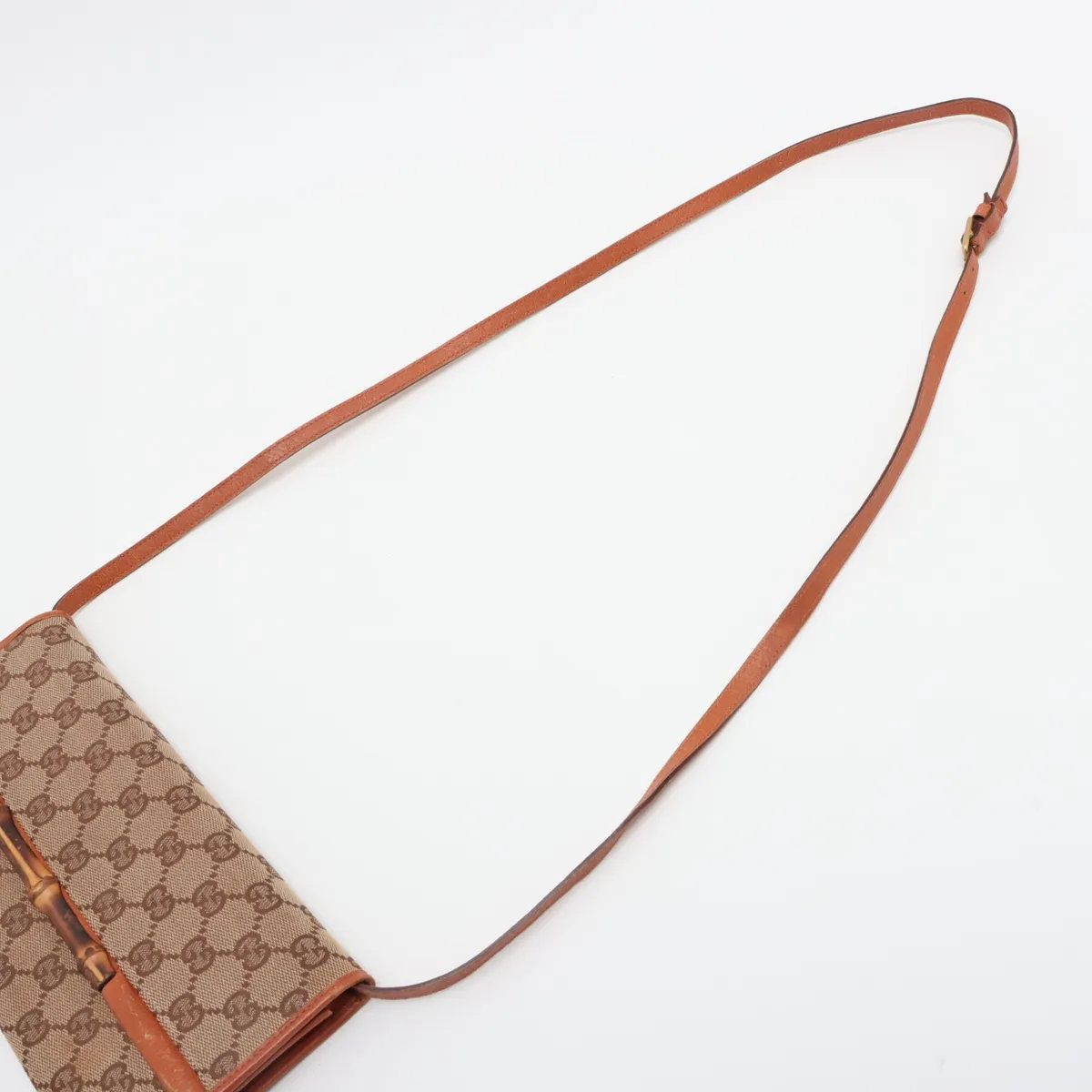GUCCI(グッチ) GG柄/バンブー 117594 美品 グッチ GGキャンバス バンブー 117594 レザー ショルダーバッグ