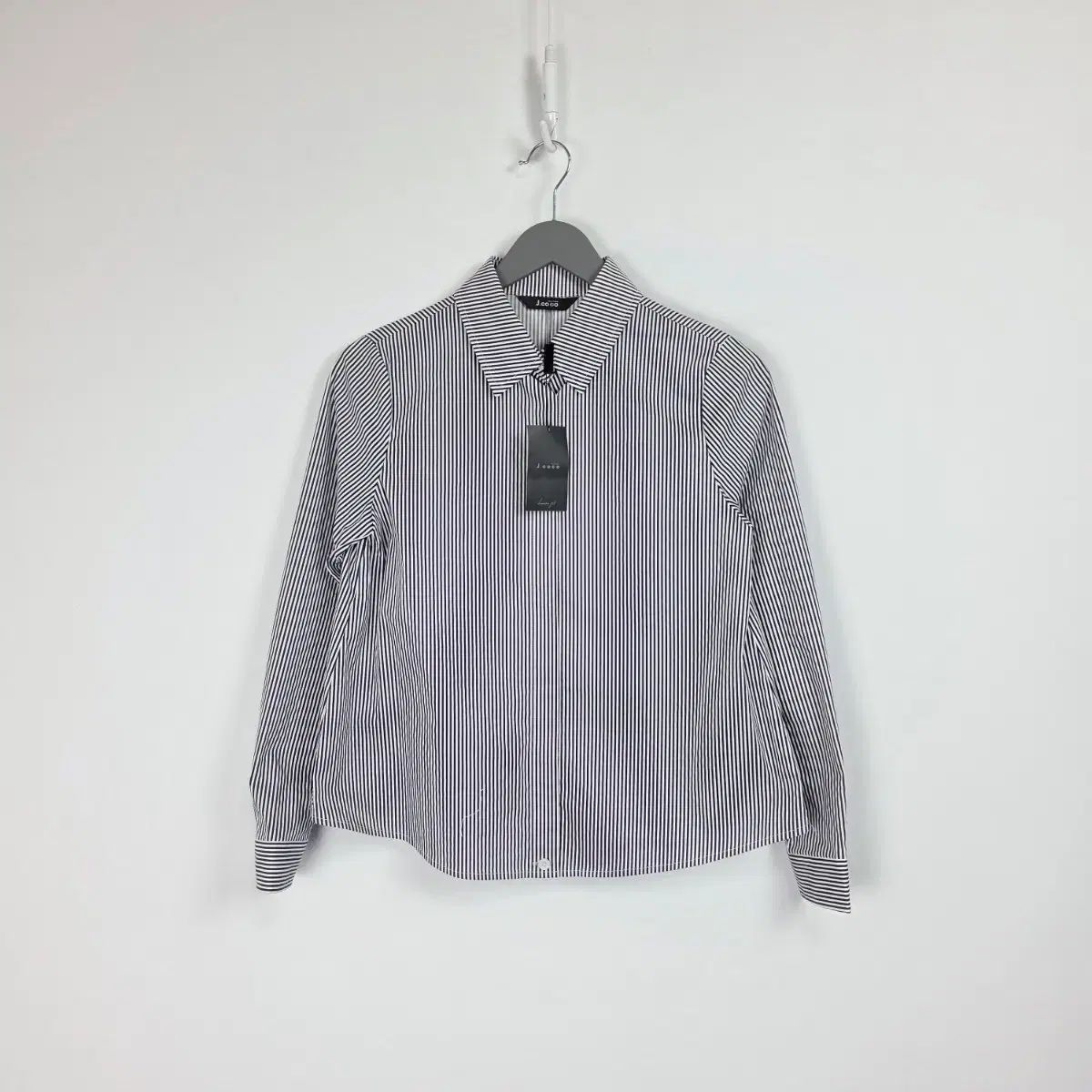 新品) ジェイココ ネイビー ストレッチ ストライプ シャツ レディース 90 0512