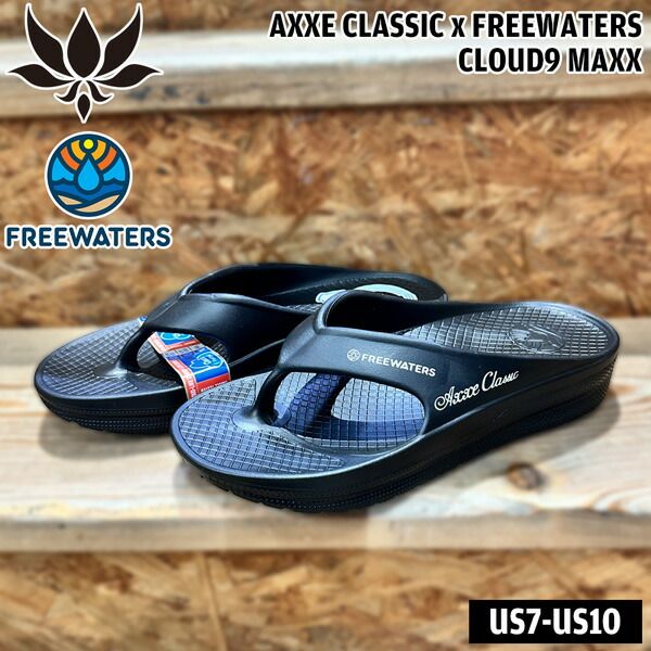 アックスクラシックxフリーウォータース AXXE CLASSIC x FREEWATERS CLOUD9 MAXX BLACK クラウドナインマックス リカバリーサンダル ビーサン