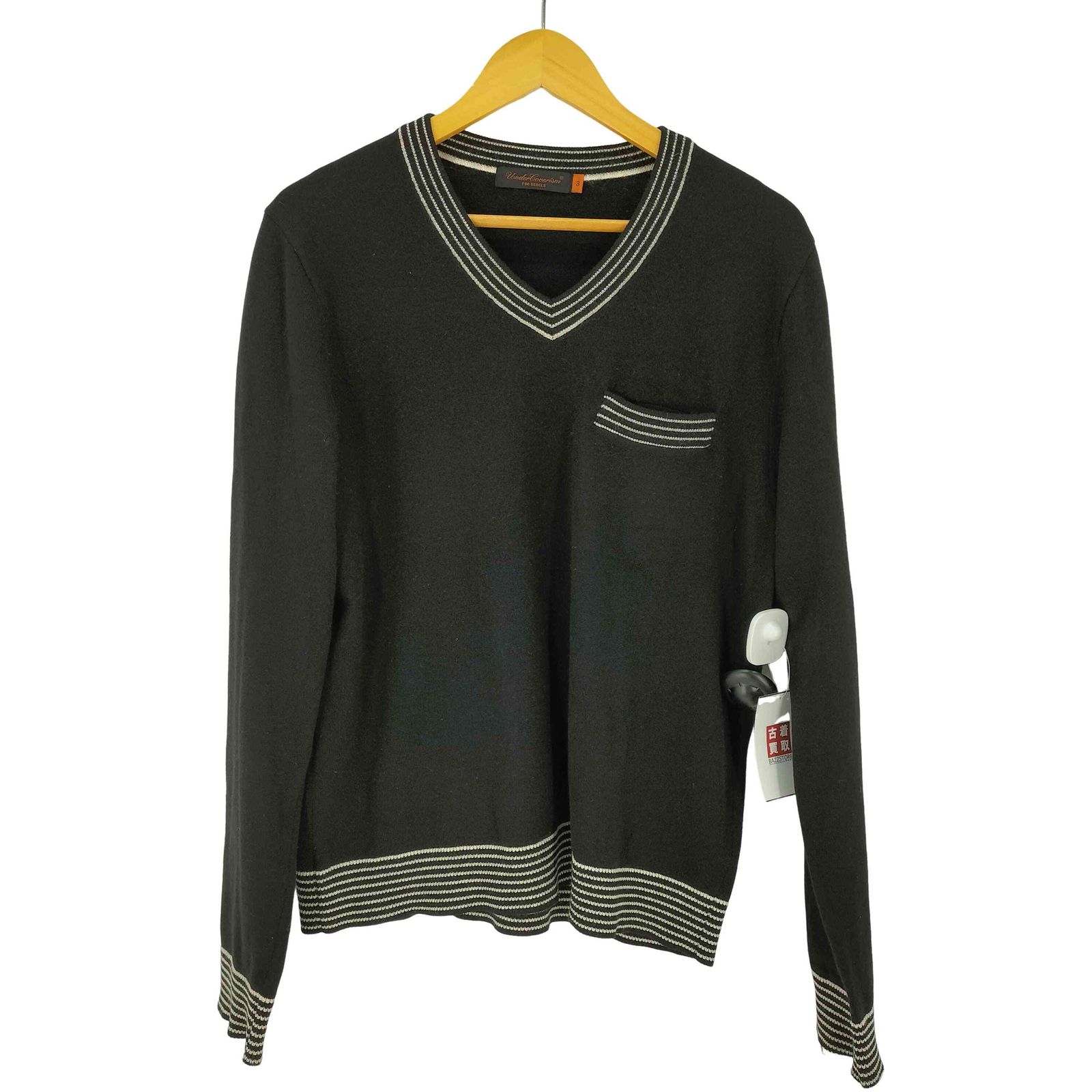アンダーカバー UNDERCOVER Undercoverism カシミヤ100％ Vネック ボーダー ニット メンズ JPN：3