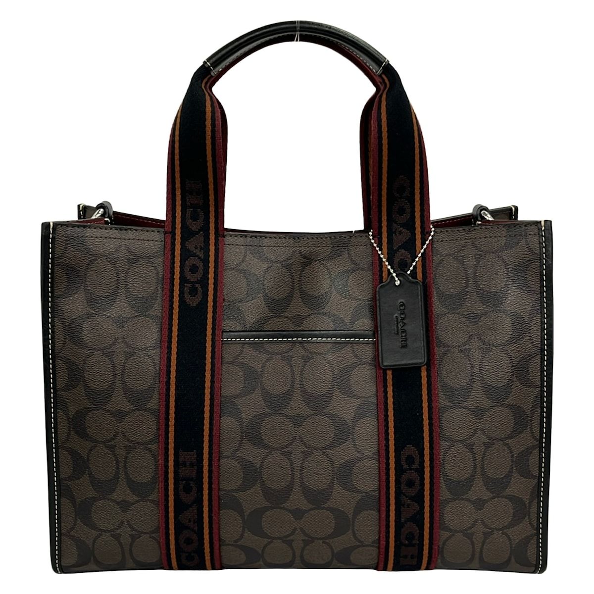 COACH(コーチ) トートバッグ美品 スミス トート CN058 ダークブラウン×黒 レザー