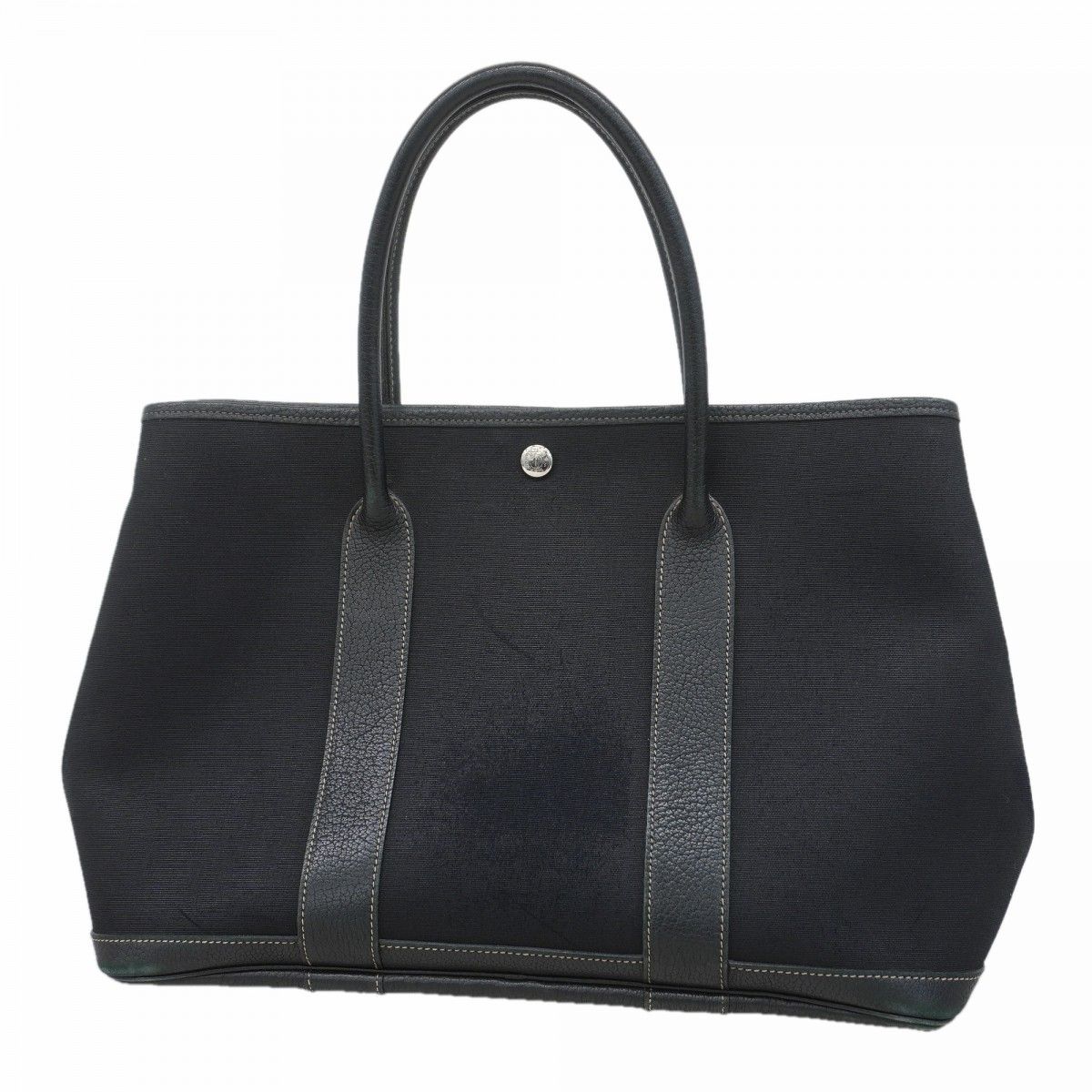 【6eb1671】エルメス トートバッグ ガーデンパーティPM トワルオフィシエ ブラック シルバー金具 □I刻印【中古】レディース