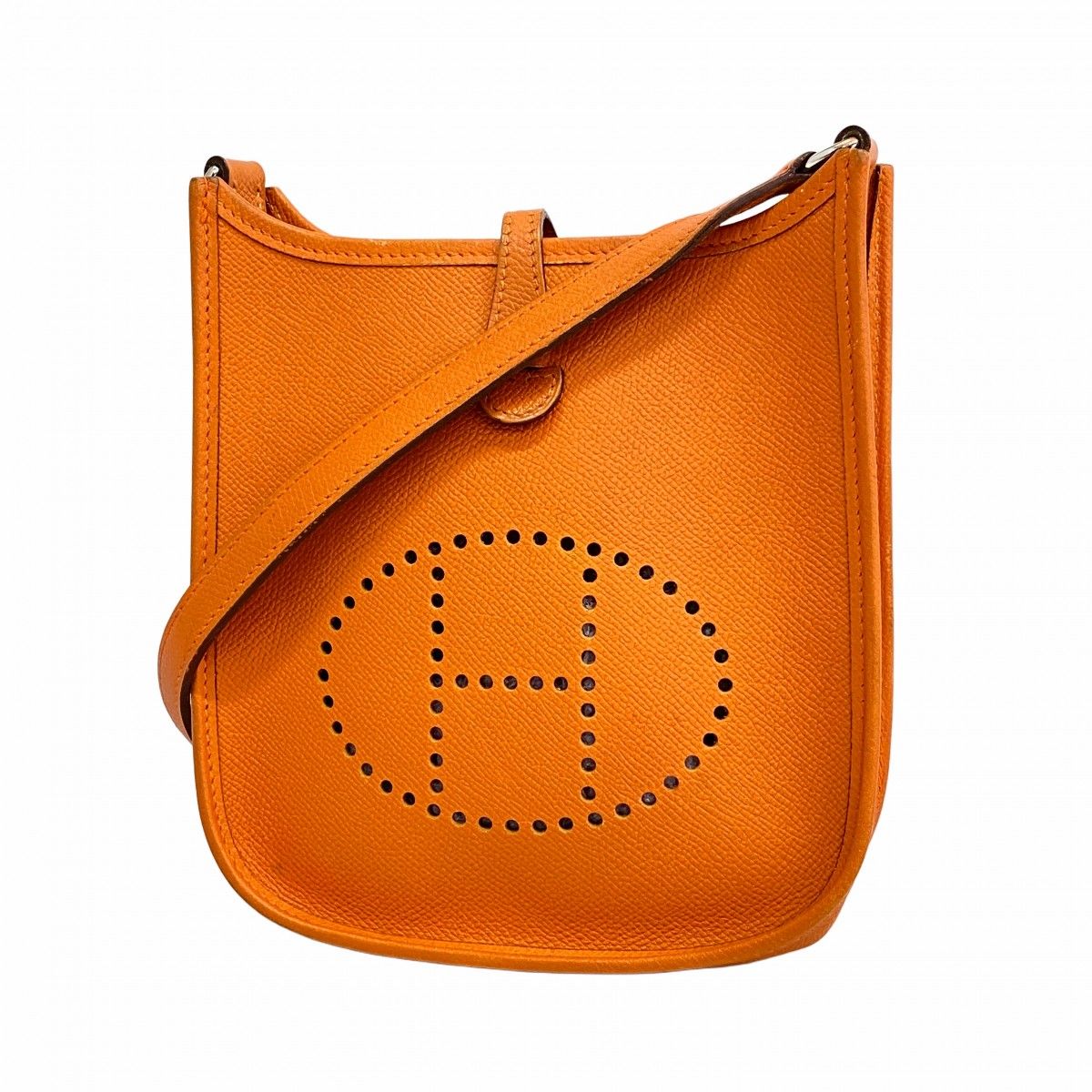 【6eb1760】エルメス ショルダーバッグ エヴリンTPM ヴォーエプソン オレンジ シルバー金具 □H刻印【中古】レディース