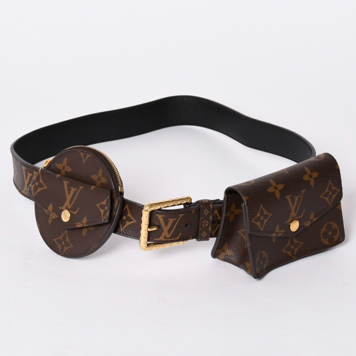 極美品 LOUIS VUITTON ルイヴィトン モノグラム サンチュール デイリー マルチポケット ベルト ゴールド金具 M0236Y 中古 4a001939