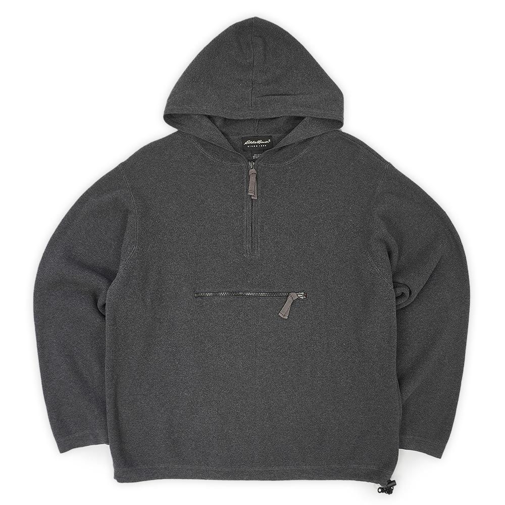 エディーバウアー Eddie Bauer 00s 2000年代 コットンニット アノラック 珍品 オールド プルオーバージャケット パーカー 旧タグ USA ヴィンテージ アメリカ 古着 チャコールグレー L【中古】