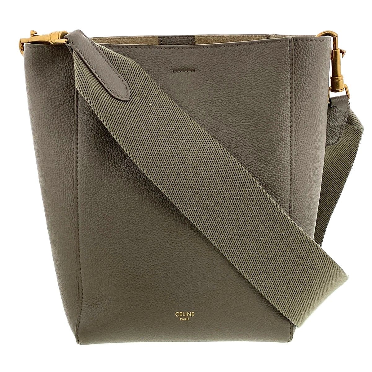 CELINE セリーヌ サングル スモール バスケット ショルダーバッグ 189303 レディース レザー スウェード ベージュ ベージュ 中古