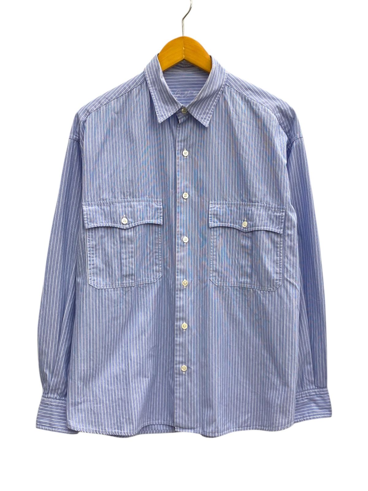 Porter Classic (ポータークラシック) ROLL UP STRIPE SHIRT オーバーサイズ ストライプ シャツ 長袖 M ブルー メンズ/009