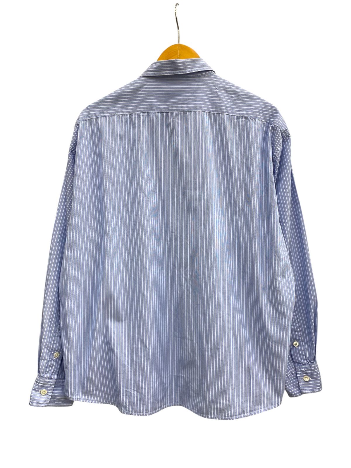 Porter Classic 長袖カットソー 青白ストライプ Porter Classic (ポータークラシック) ROLL UP STRIPE SHIRT オーバー