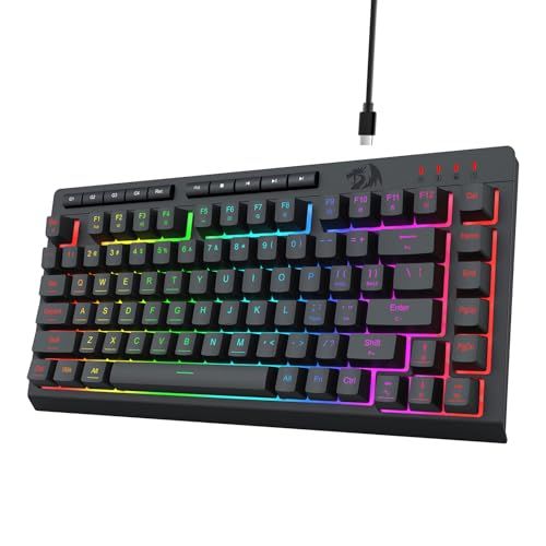 ☆新品☆Redragon K524 RGB ゲーミングキーボード USB 有線 75% テンキーレス 英語配列 静音 メンブレン メカニカル風タッチ マクロキー カスタマイズ対応 アンチゴースト XBOX/PS4/PS5/PC対応（ブラック） 8c74f469