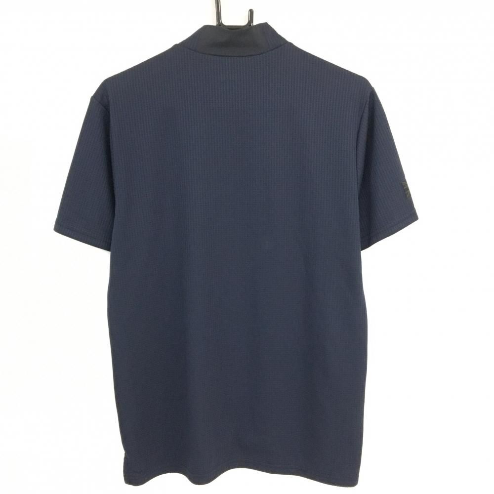超美品】アドミラル 半袖ハイネックシャツ ネイビー 細目チェック地