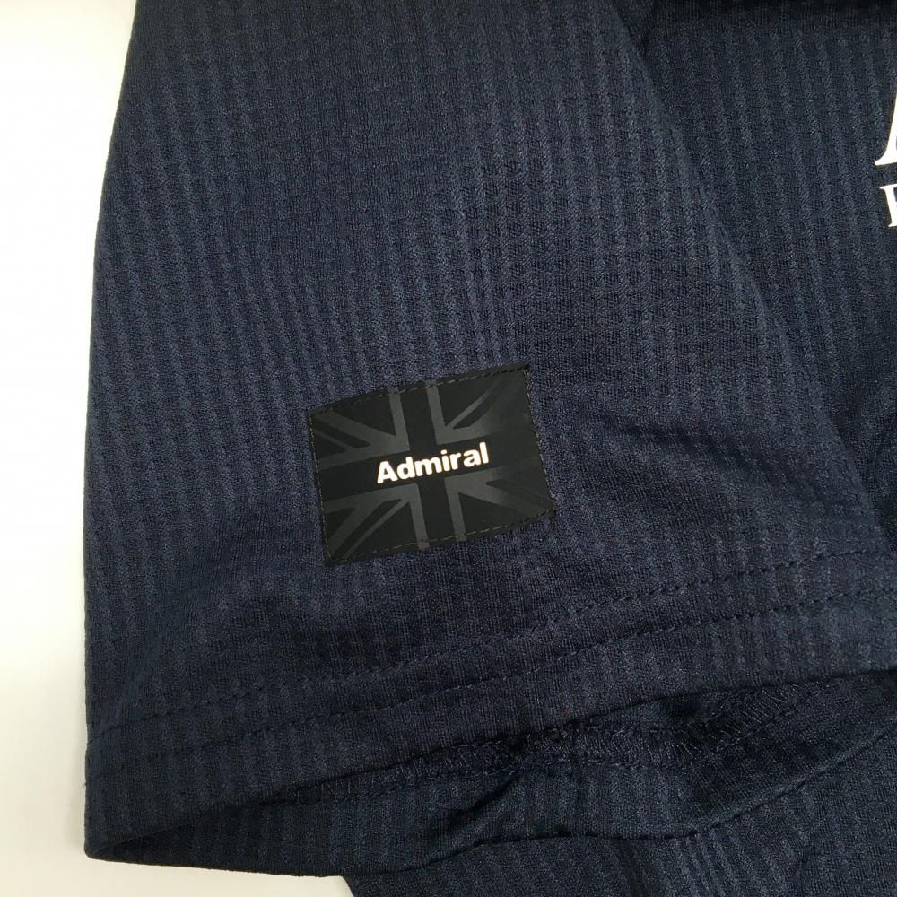 Admiral チェック柄 ハイネックシャツ 半袖 超美品】アドミラル 半袖ハイネックシャツ ネイビー 細目チェック地