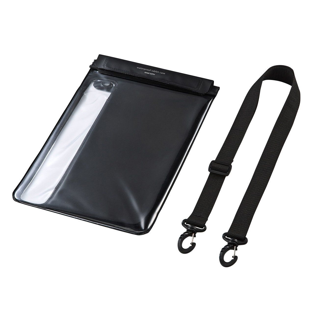 サンワサプライ タブレットケース 防水防塵(10.1インチ) IP47取得 スタンド機能付き ショルダーベルト付き ブラック PDA-TABWPST10BK [10.1インチまで]