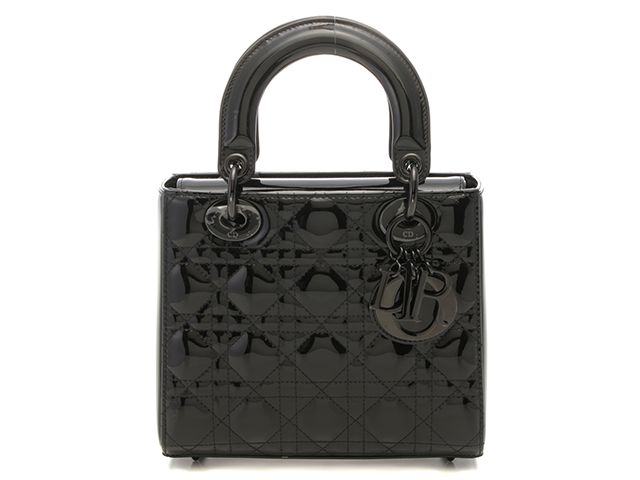 Dior　ディオール　カナージュ　レディディオールスモールハンドバッグ　パテントレザー　ブラック　M0531NWOO【中古】【207】2120500281827