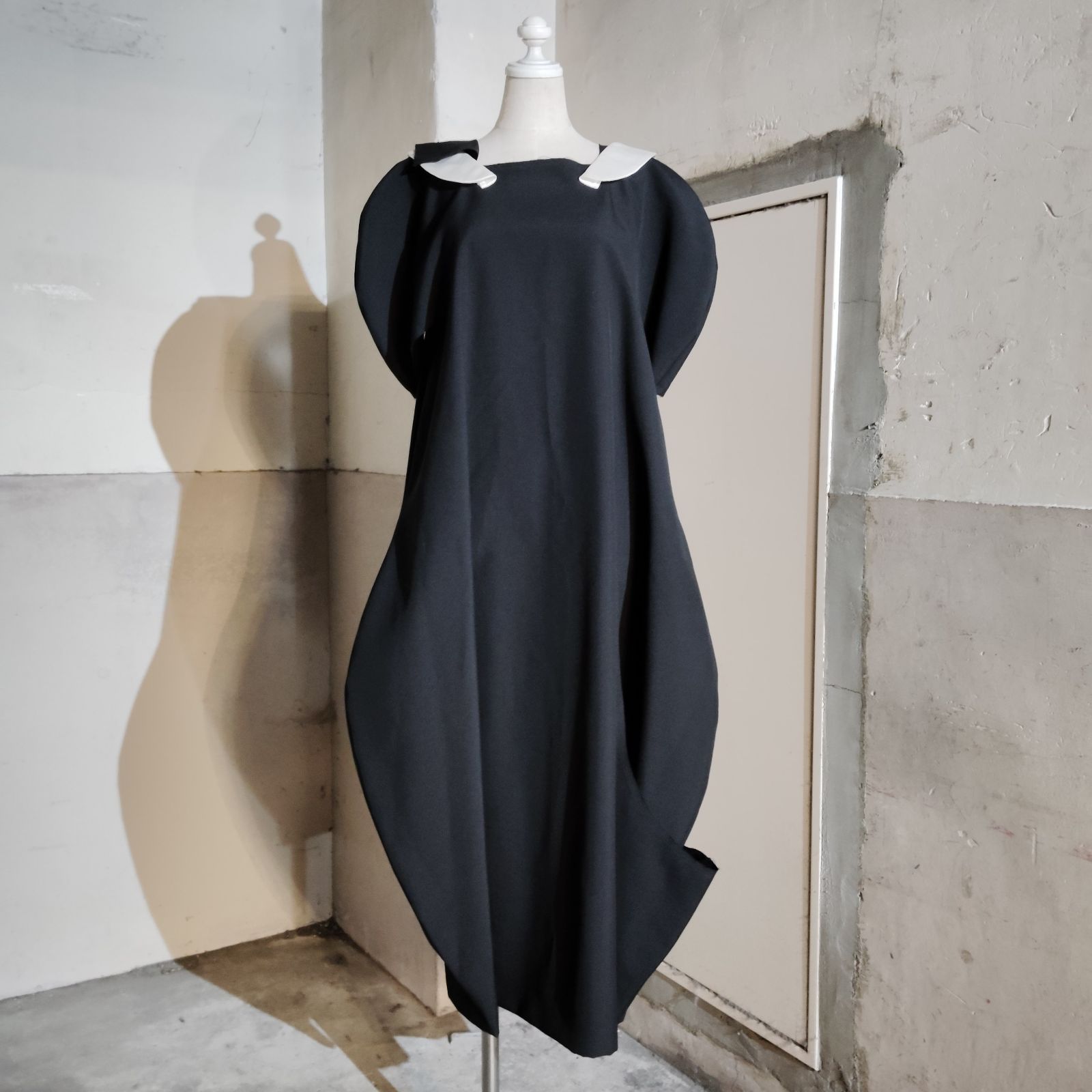 COMME des GARCONS 14ss ウールギャバ変形ワンピース 平面 カット 