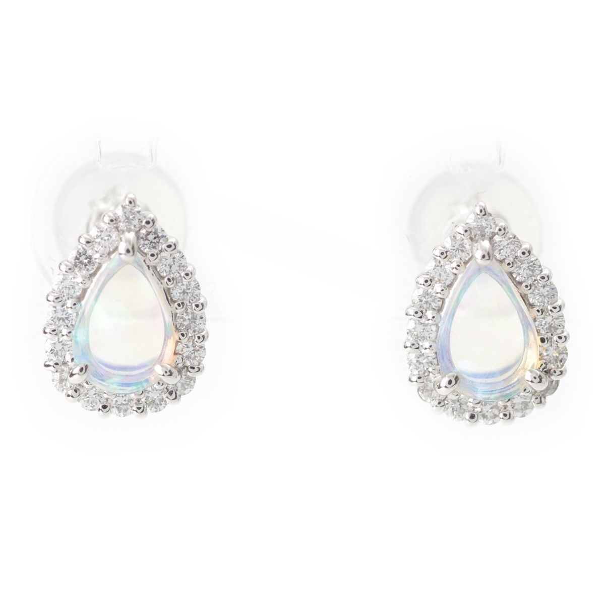 ダイヤ 0.1ct オパール 0.13ct ドロップ ピアス 両耳用 ジュエリー PT900 シルバー 2g【中古】