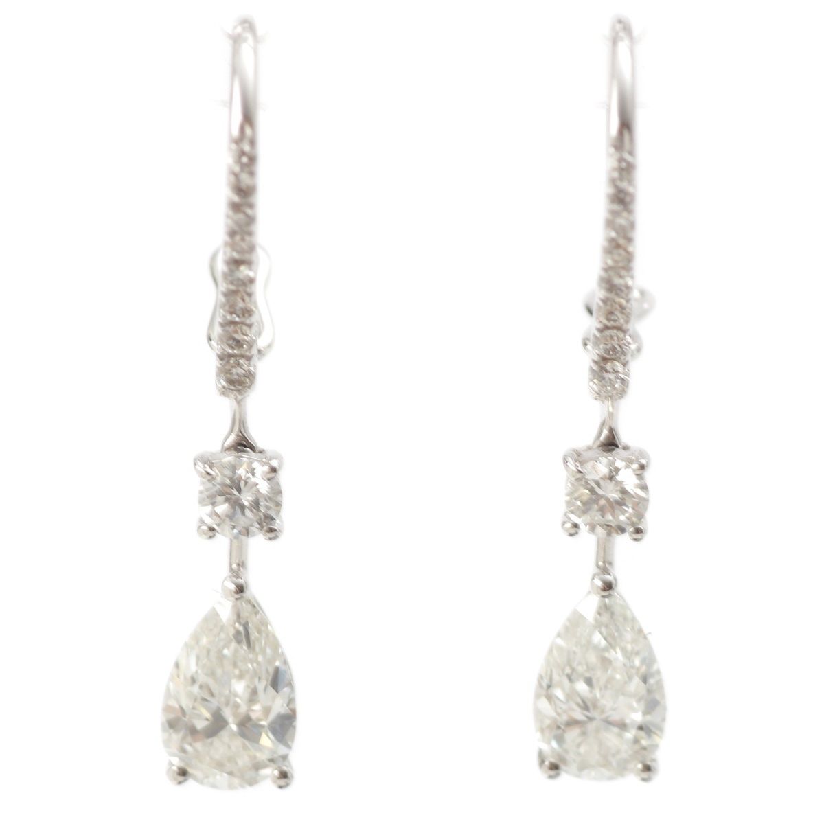 グラフ ダイヤモンド 0.73ct(G/VS2) 0.70ct(G/VS1) ペアシェイプ スウィングトップ ピアス 750WG GE26324 シルバー 2.3g【中古】