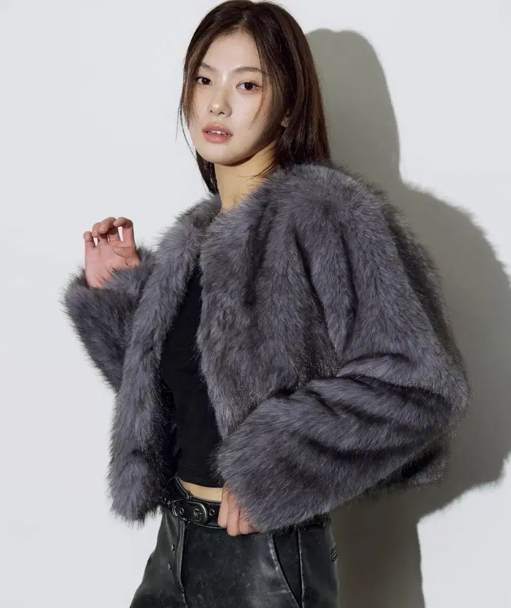 ヘレネNEPAリーPARIS カデンツァ ヘアリー ファー コート ドーブ グレー