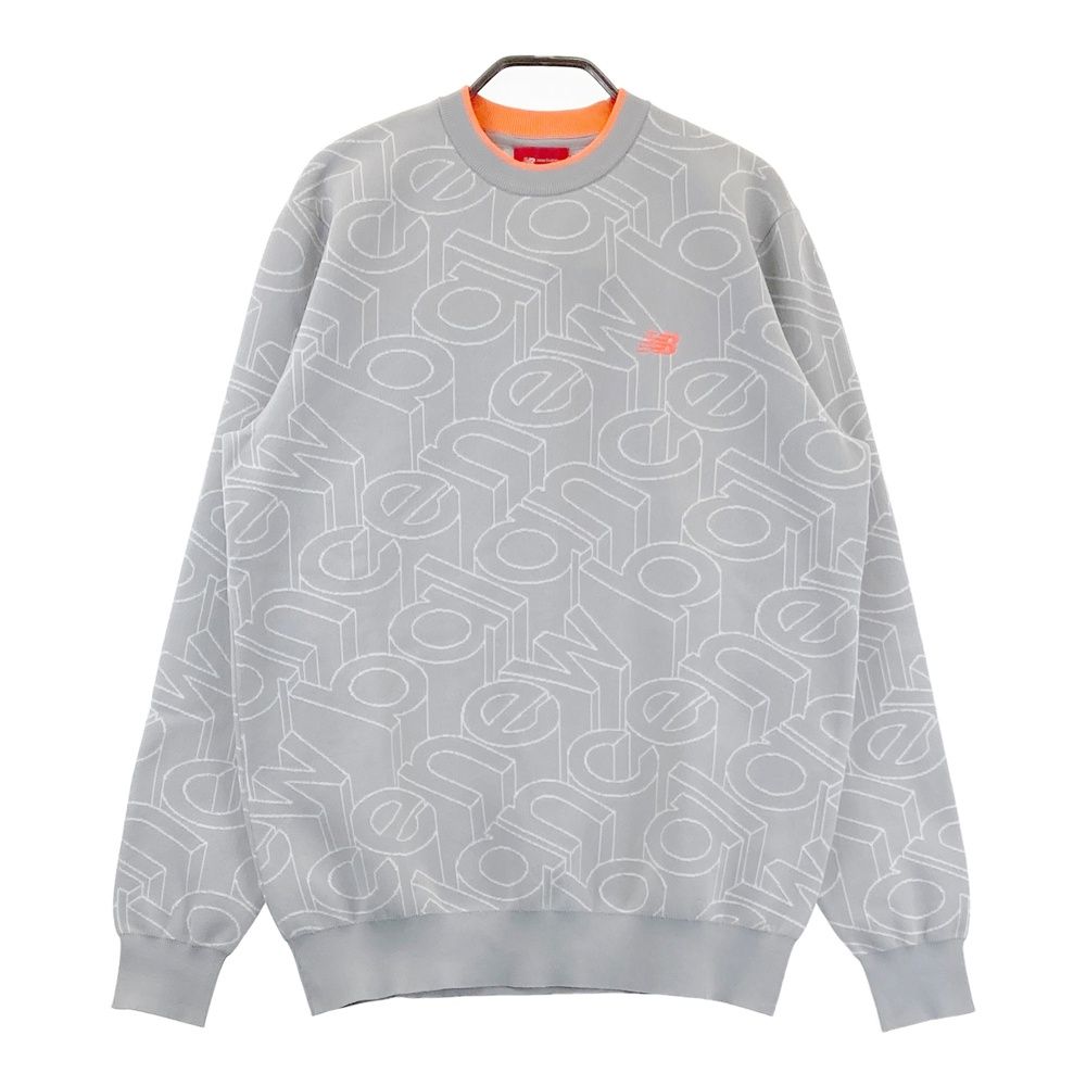 サイズ：4 NEW BALANCE GOLF ニューバランス 長袖 ニットセーター ロゴ総柄 グレー系 [240101613665] ゴルフウェア メンズ ストスト