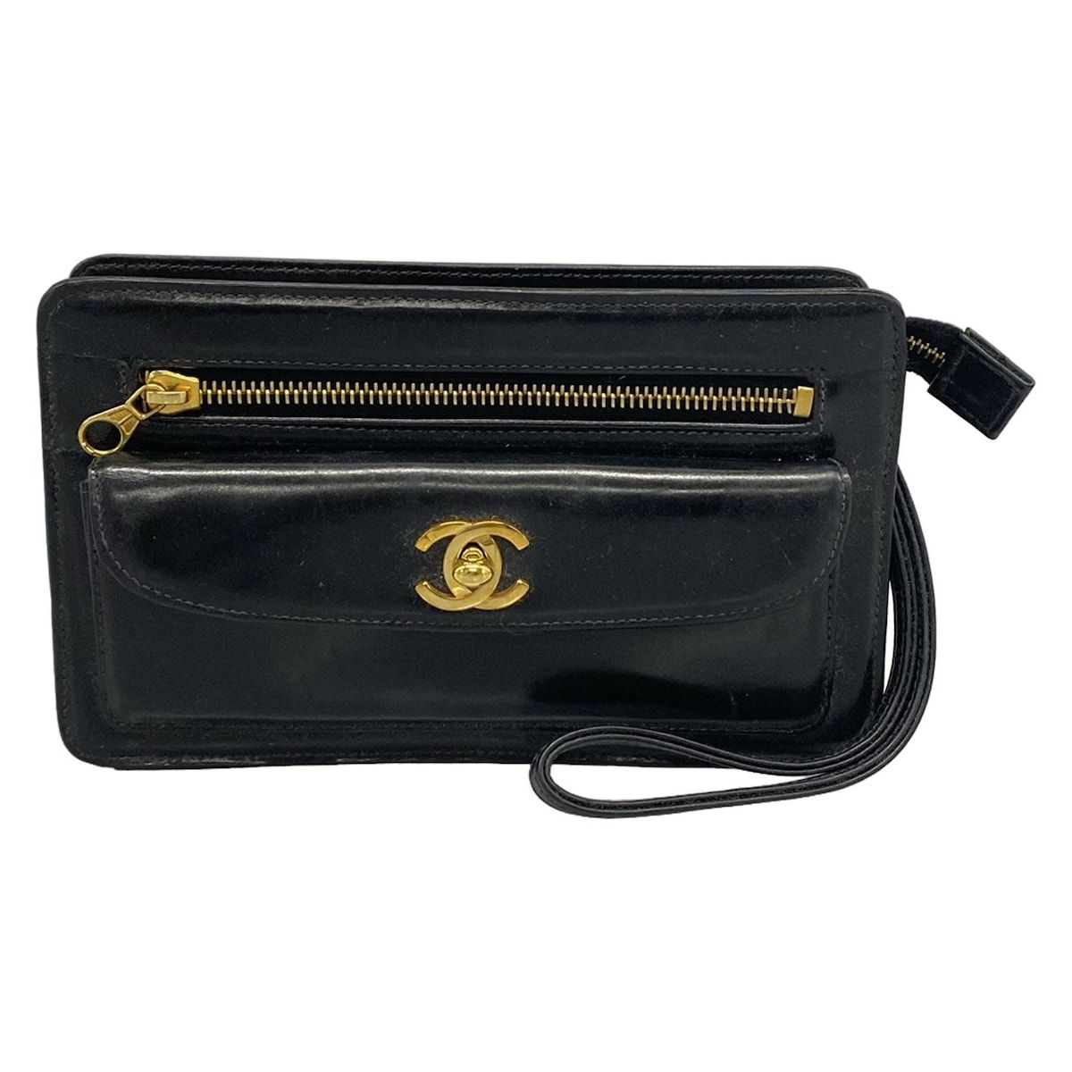CHANEL(シャネル) セカンドバッグ - 黒 ココマーク/ゴールド金具/ターンロック レザー