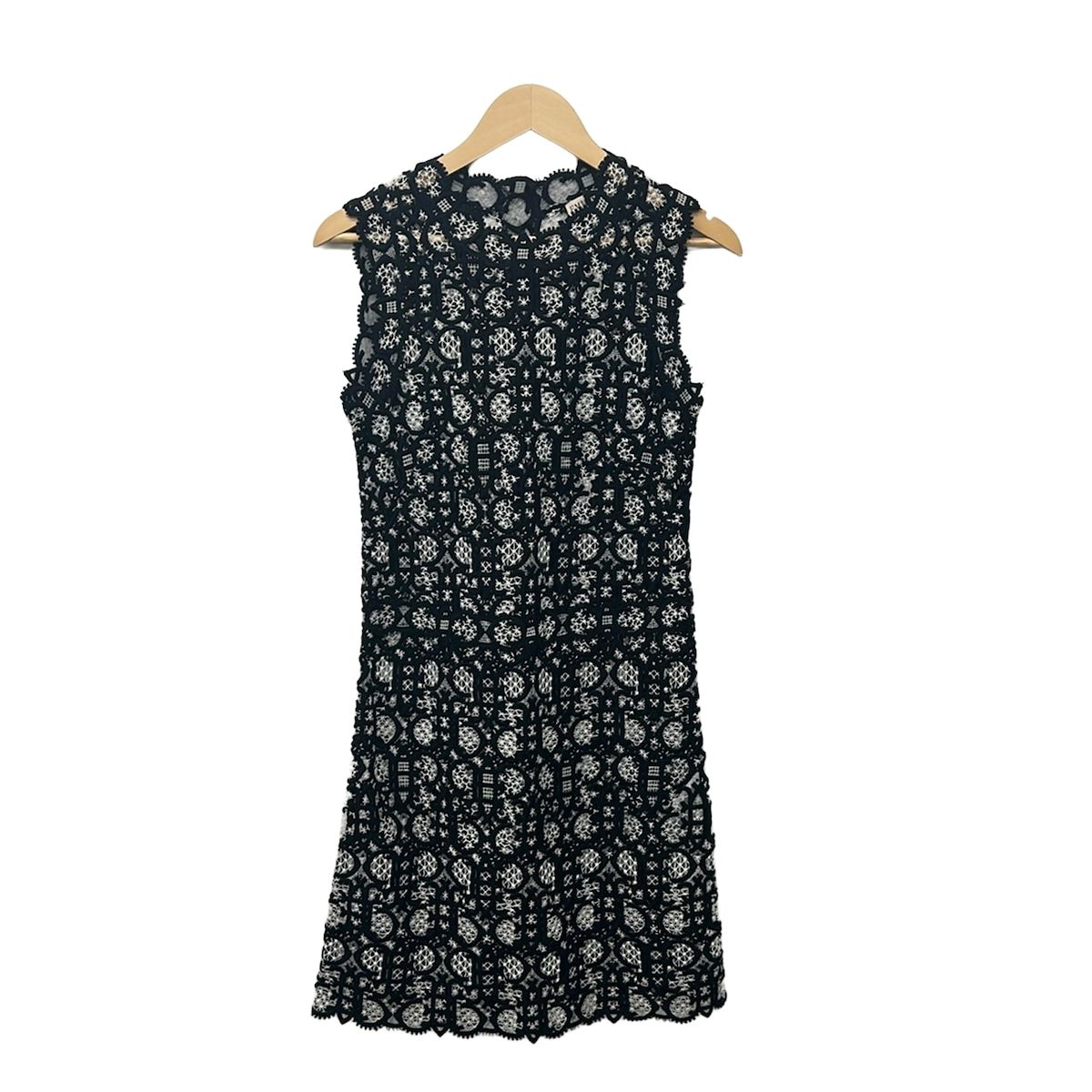 EMILIO PUCCI(PUCCI)(エミリオプッチ) ワンピース サイズI 38 レディース美品 - 黒×白 ノースリーブ/ひざ丈/メッシュ