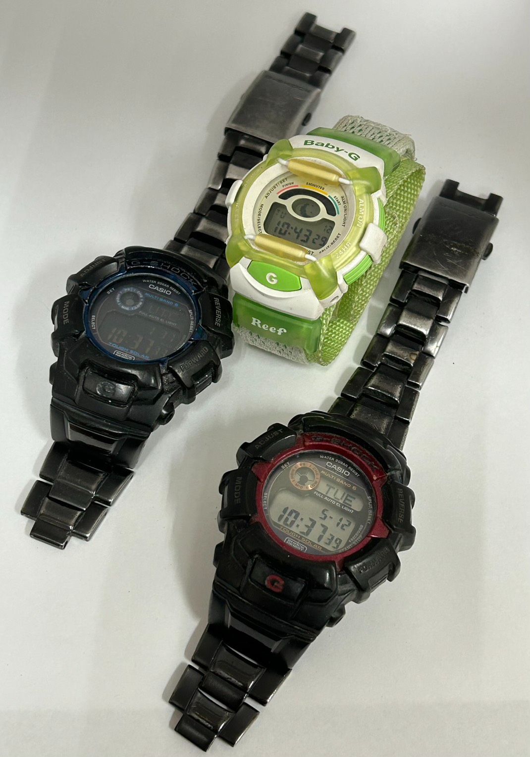 【加】稼働 G-SHOCK Baby-G 3本セット GW-2310BD BG-200WC CASIO G-ショック 腕時計 カシオ ブラック レッド ブルー グリーン おまとめ 黒 赤 青 緑【7839SS】E12