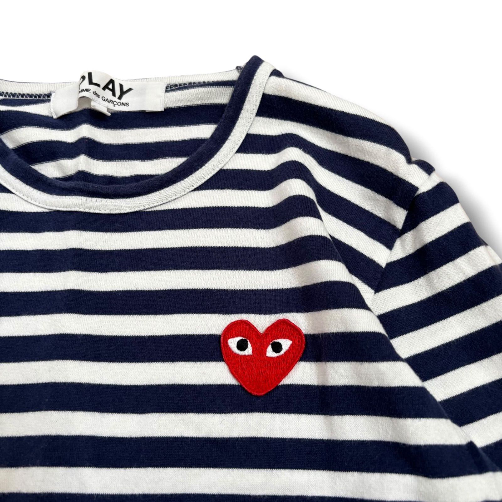 【PLAY COMME des GARCONS】ボーダー Tシャツ L ネイビー AD2022L