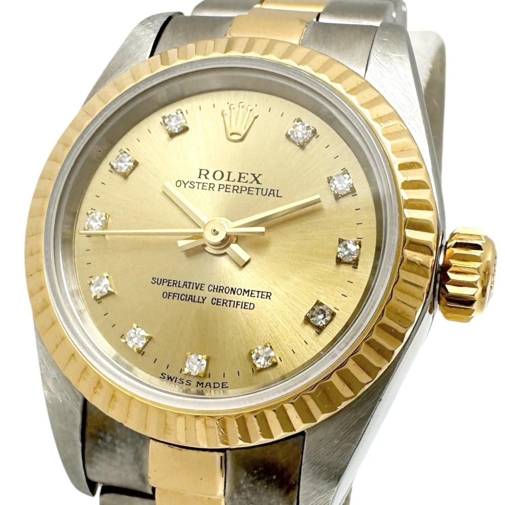 【ROLEX/ロレックス】67193G 腕時計 ステンレススチール/K18YGイエローゴールド 18金/ダイヤモンド 自動巻き/オートマ T番（1996年製） シャンパン文字盤/ゴールドシルバーコンビベルト レディース