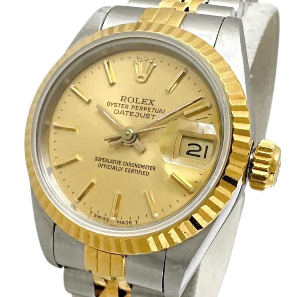 【ROLEX/ロレックス】69173 OH済み 腕時計 ステンレススチール/K18YGイエローゴールド 18金 自動巻き/オートマ R番（1988年） シャンパン文字盤/シルバーゴールドコンビベルト レディース 【中古】 409,500円