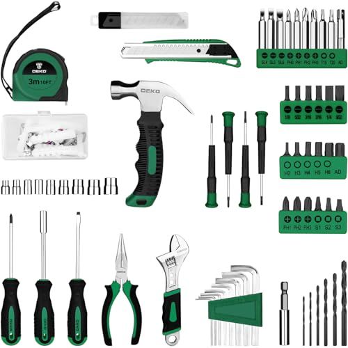 【8V電動ドリル付き】 工具セット 126点組 ピンク ホームツールセット 家庭用 ツールセット 日曜大工 DIYセット 作業工具セット 家具の組み立て 住まいのメンテナンス用 修理道具セット 便利な収納ケース付き (グリーン) 国内発送 1a47d0df