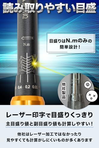 DELINQ トルクレンチ 自転車 バイク トルクレンチセット 51点セット 差込角6.35 mm (1/4インチ) 校正証明書 日本語取扱説明書 自転車整備 バイク整備 日常点検 高精度工具 (オレンジ×ブラック, 1-25N.m) 国内発 8acb70bc