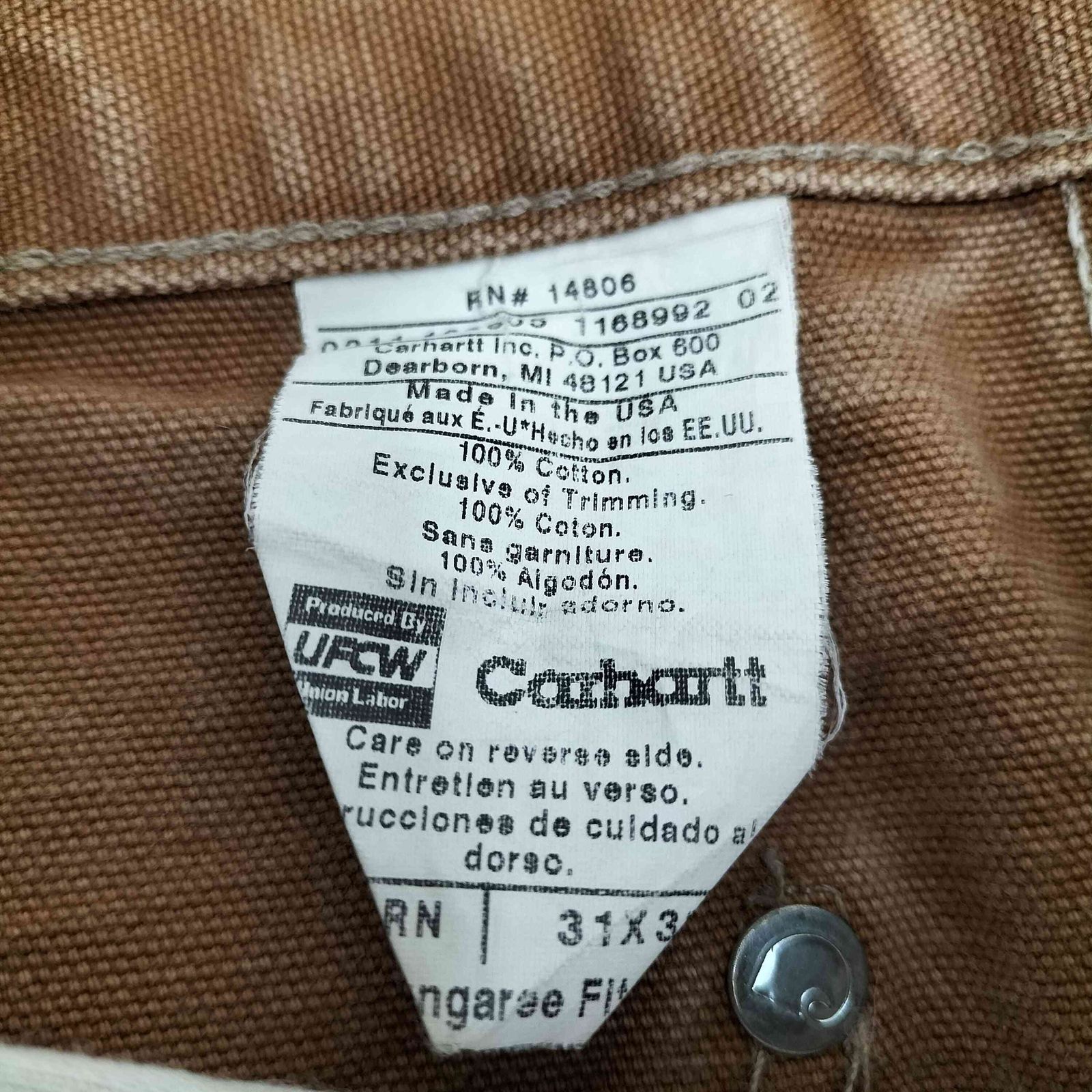 カーハート Carhartt USA製 DUCK DOUBLE Front Dungaree FIT メンズ 31/32