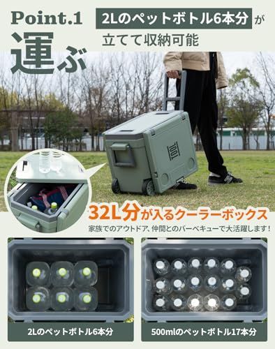 【新品】クーラーボックス キャスター付き テーブル＆チェア付き 大容量32L 折りたたみ式 保冷 長時間保冷 アウトドア キャンプ ピクニック 運動会 家族向け 284bd8ee