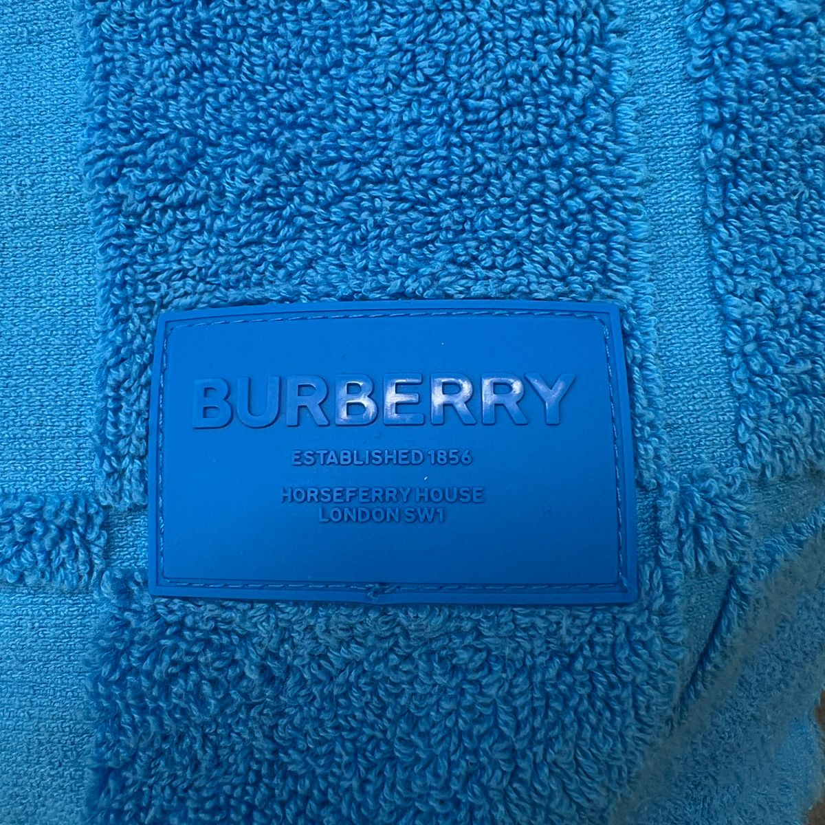 BURBERRY 美品 バーバリー パイル チェック コットン セットアップ 半袖Tシャツ ハーフパンツ ウエストゴム 8071448/8071248 コットン ブルー ラバーロゴ カットソー ショーツ #M ABランク 中古 鑑定済 バーバリーセットアップ