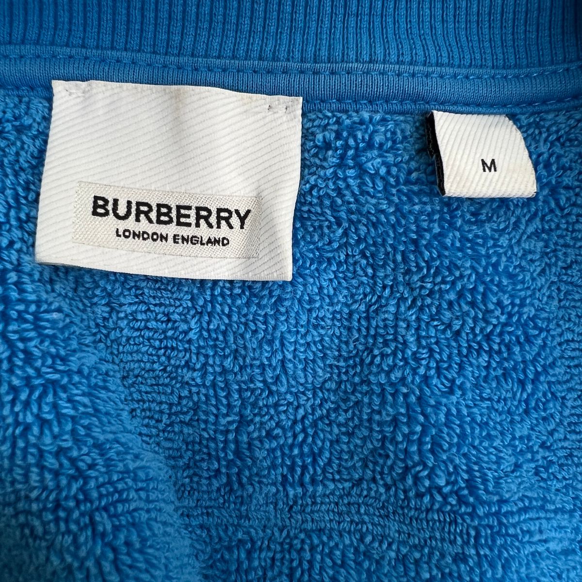 BURBERRY 美品 バーバリー パイル チェック コットン セットアップ 半袖Tシャツ ハーフパンツ ウエストゴム 8071448/8071248 コットン ブルー ラバーロゴ カットソー ショーツ #M ABランク 中古 鑑定済 バーバリーセットアップ