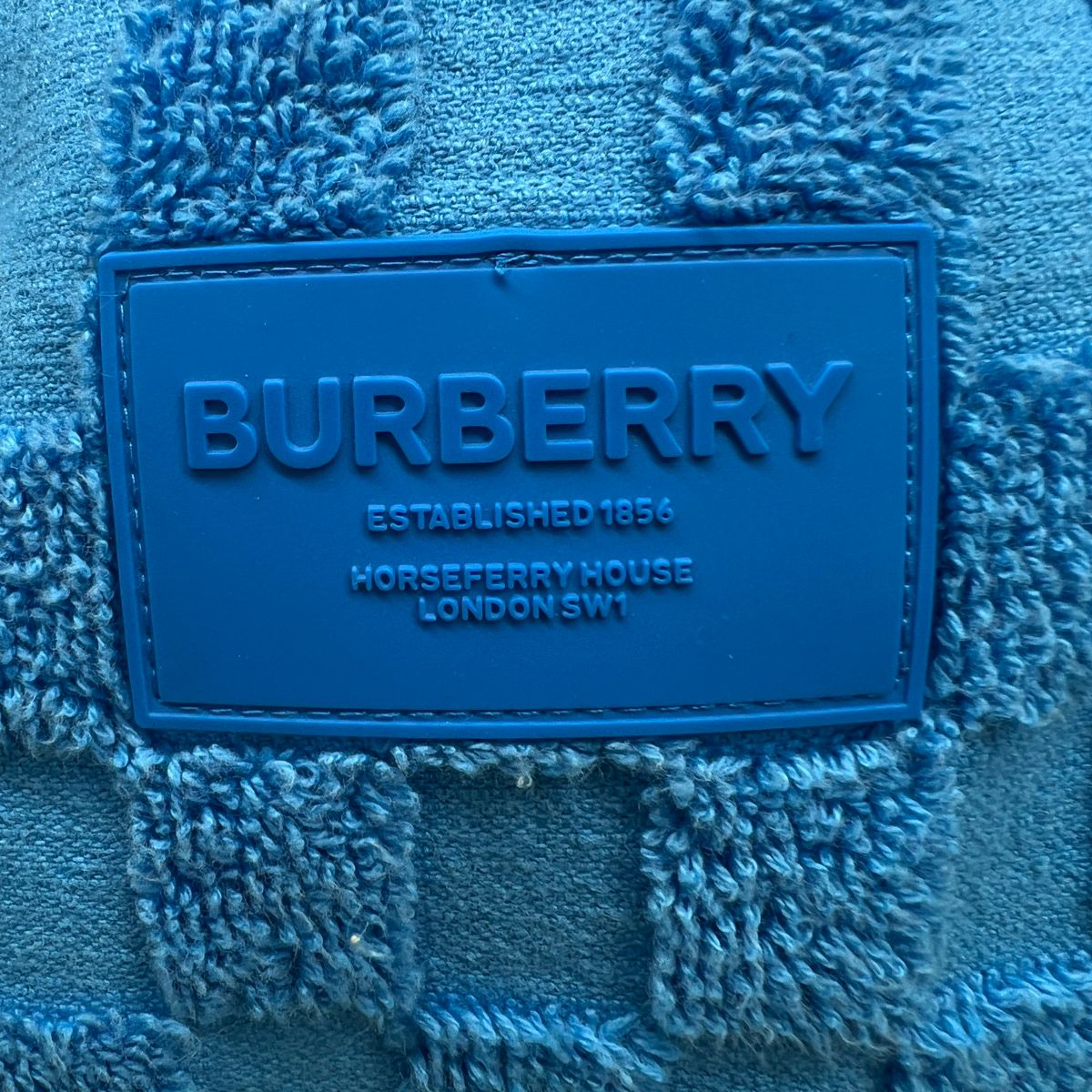 BURBERRY 美品 バーバリー パイル チェック コットン セットアップ 半袖Tシャツ ハーフパンツ ウエストゴム 8071448/8071248 コットン ブルー ラバーロゴ カットソー ショーツ #M ABランク 中古 鑑定済 バーバリーセットアップ