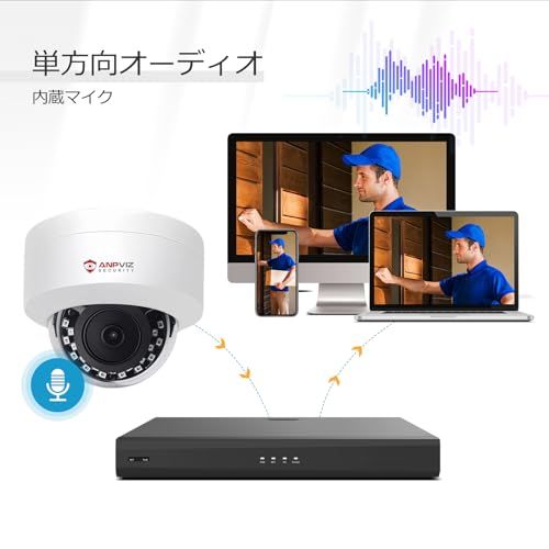【新品】Anpviz 超HD IP POE 防犯カメラ PoE給電 ONVIF対応 人感検知 アラーム 暗視撮影 全天候機能 監視カメラ 2.8 mmレンズ 音声マイク内蔵 IP66防水防塵 73455acd