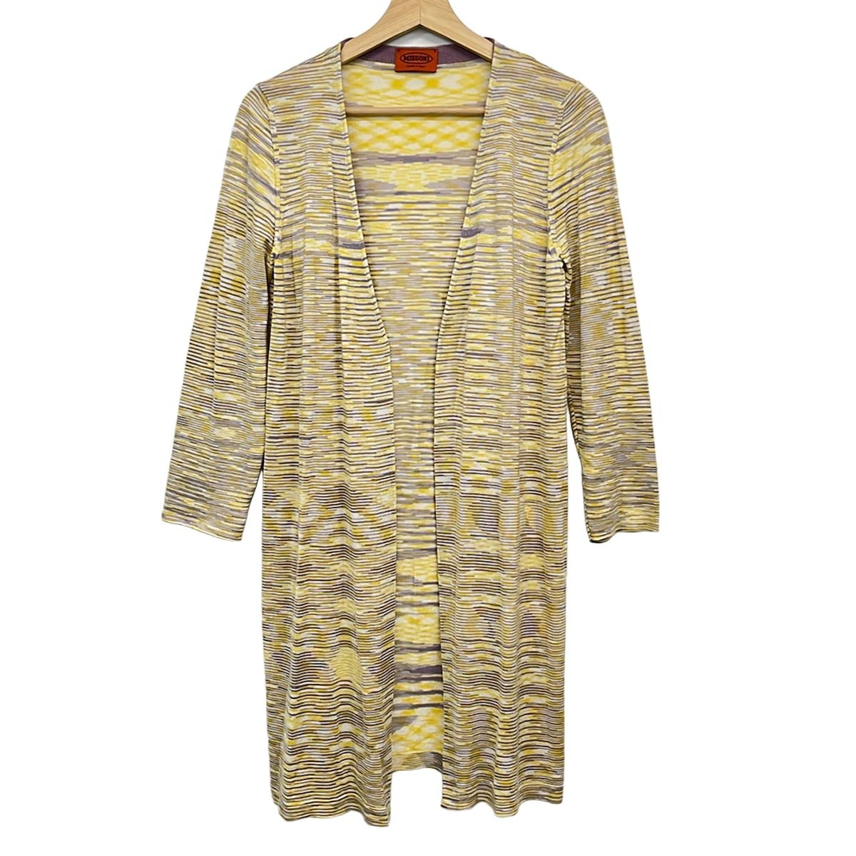 ミッソーニ カーディガン サイズM美品  - MISSONI(ミッソーニ) カーディガン サイズ42 M レディース - パープル
