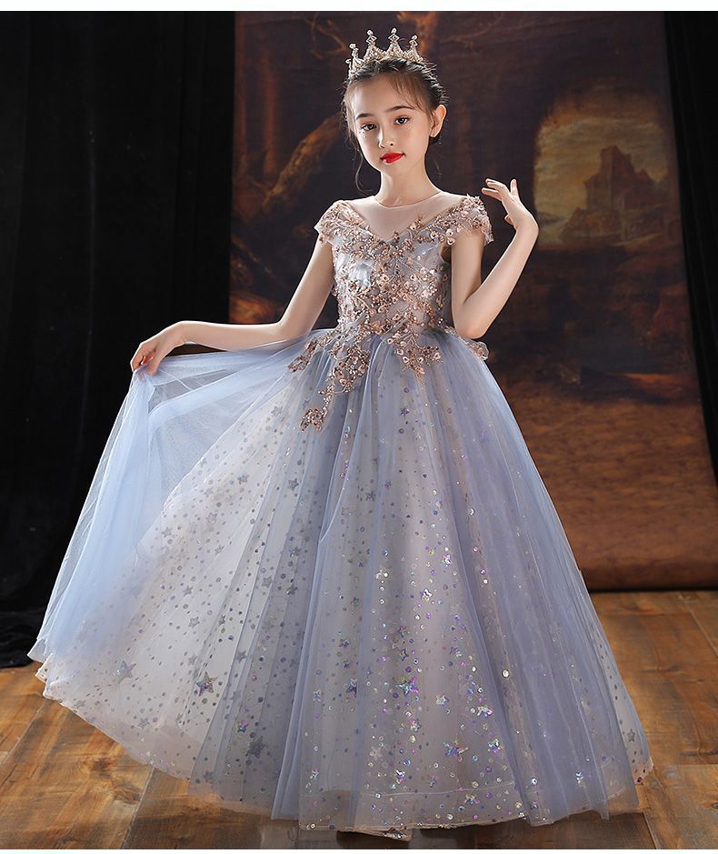 新品 ピアノ 発表会 ロングドレス 子供ドレス キラキラ 女の子 フォーマル 結婚式 卒業式 パーティー 結婚式 お誕生日 写真 プレゼント ジュニア ドレス お姫様 姫系 子供服 卒業式 #bosxm